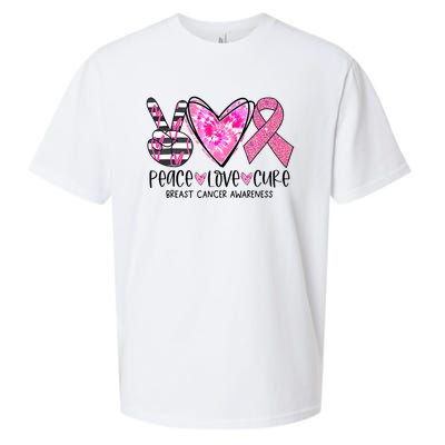 Peace Love Cure Breast Cancer Awareness Pink Ribbon Tie Dye Sueded Cloud Jersey T-Shirt