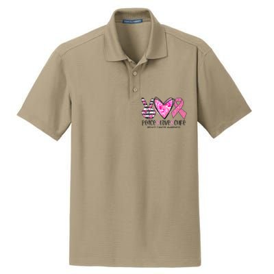 Peace Love Cure Breast Cancer Awareness Pink Ribbon Tie Dye Dry Zone Grid Polo