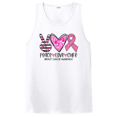 Peace Love Cure Breast Cancer Awareness Pink Ribbon Tie Dye PosiCharge Competitor Tank