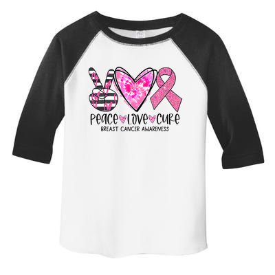 Peace Love Cure Breast Cancer Awareness Pink Ribbon Tie Dye Toddler Fine Jersey T-Shirt