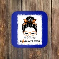 Peace Love Cure Cousin Messy Bun Multiple Sclerosis Gift Coaster