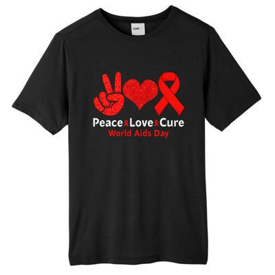 Peace Love Cure Red Ribbon Survivor Week Tall Fusion ChromaSoft Performance T-Shirt