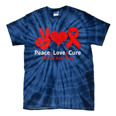 Peace Love Cure Red Ribbon Survivor Week Tie-Dye T-Shirt