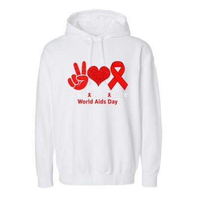 Peace Love Cure Red Ribbon Survivor Week Garment-Dyed Fleece Hoodie