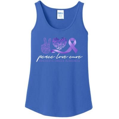 Peace Love Cure Pancreatic Cancer Awareness Meaningful Gift Ladies Essential Tank