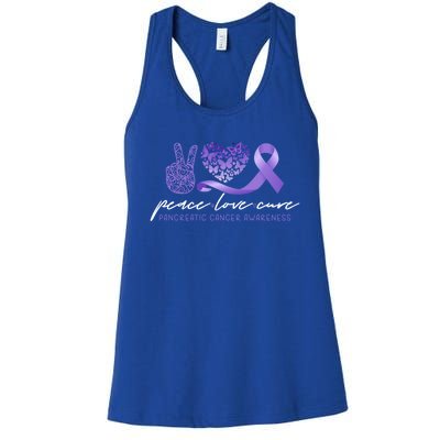 Peace Love Cure Pancreatic Cancer Awareness Meaningful Gift Women's Racerback Tank