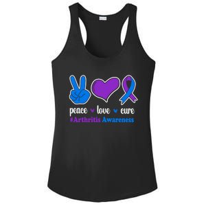 Peace Love Cure Purple And Blue Ribbon Arthritis Awareness Gift Ladies PosiCharge Competitor Racerback Tank