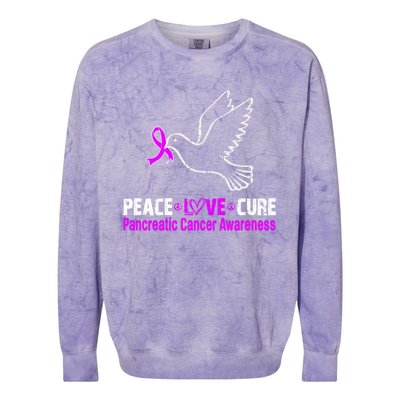 Peace Love Cure Pancreatic Cancer Awareness Gift Colorblast Crewneck Sweatshirt