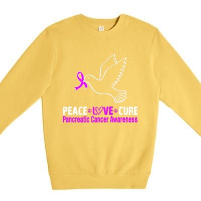 Peace Love Cure Pancreatic Cancer Awareness Gift Premium Crewneck Sweatshirt