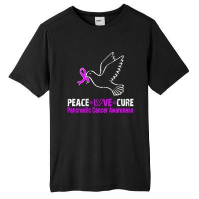 Peace Love Cure Pancreatic Cancer Awareness Gift Tall Fusion ChromaSoft Performance T-Shirt