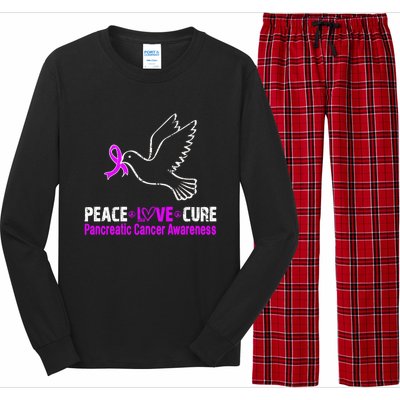 Peace Love Cure Pancreatic Cancer Awareness Gift Long Sleeve Pajama Set