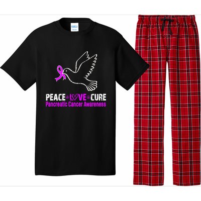 Peace Love Cure Pancreatic Cancer Awareness Gift Pajama Set