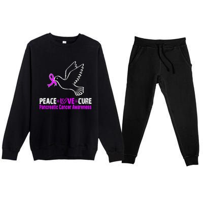 Peace Love Cure Pancreatic Cancer Awareness Gift Premium Crewneck Sweatsuit Set