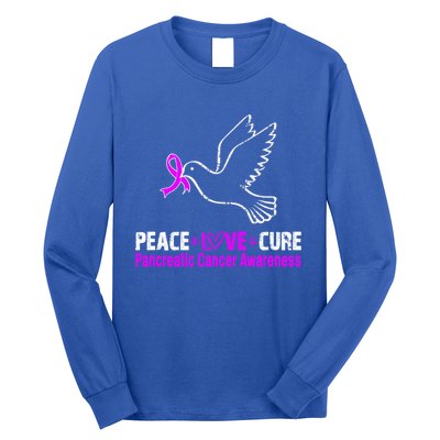 Peace Love Cure Pancreatic Cancer Awareness Gift Long Sleeve Shirt