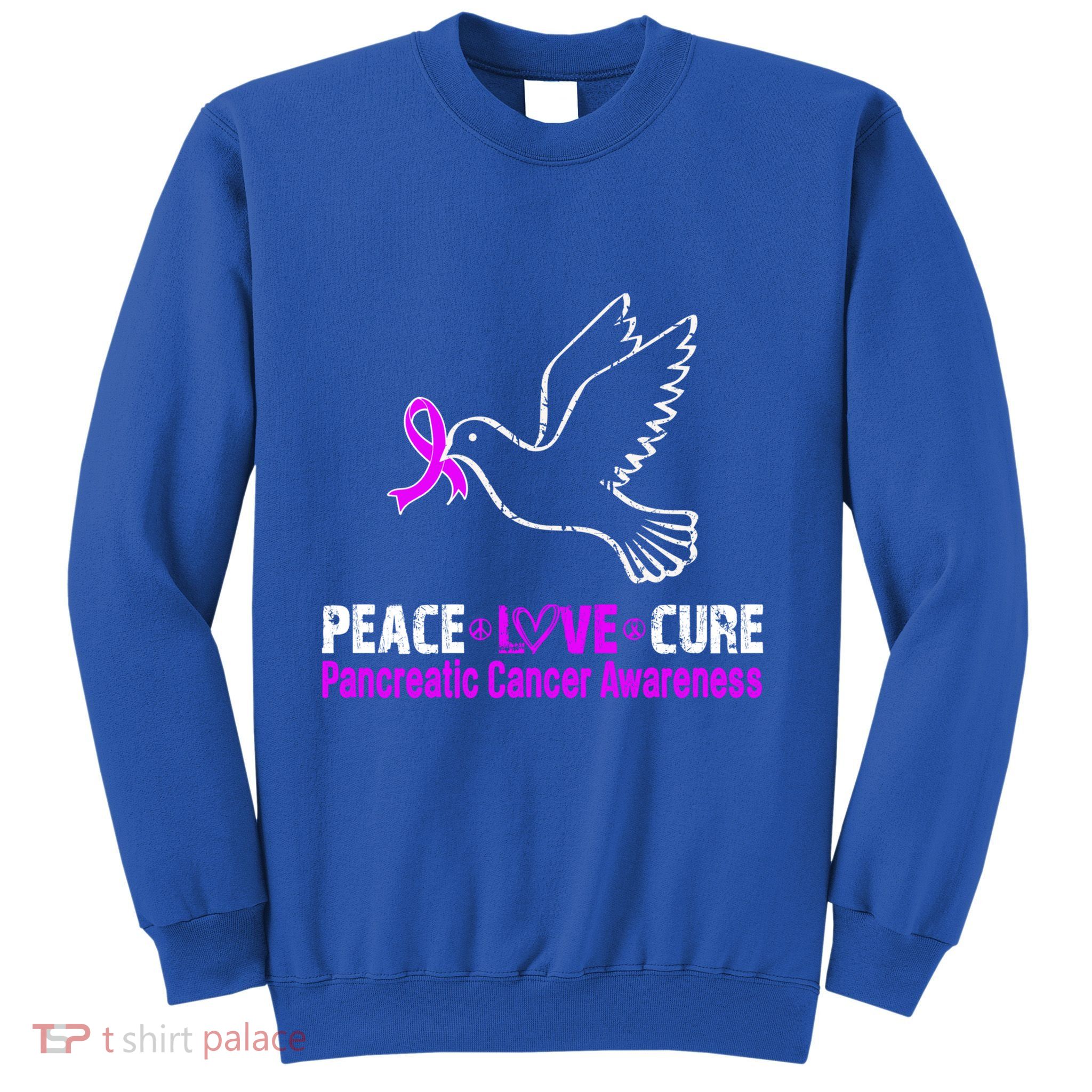 Peace Love Cure Pancreatic Cancer Awareness Gift Sweatshirt