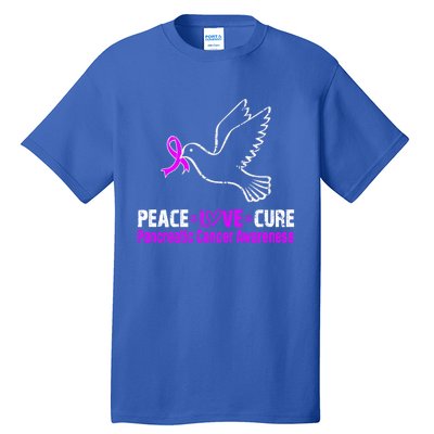 Peace Love Cure Pancreatic Cancer Awareness Gift Tall T-Shirt