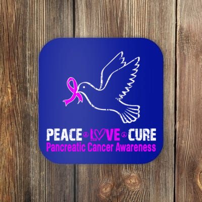 Peace Love Cure Pancreatic Cancer Awareness Gift Coaster