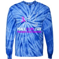 Peace Love Cure Pancreatic Cancer Awareness Gift Tie-Dye Long Sleeve Shirt