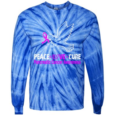 Peace Love Cure Pancreatic Cancer Awareness Gift Tie-Dye Long Sleeve Shirt