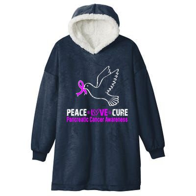 Peace Love Cure Pancreatic Cancer Awareness Gift Hooded Wearable Blanket