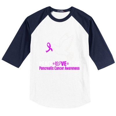 Peace Love Cure Pancreatic Cancer Awareness Gift Baseball Sleeve Shirt