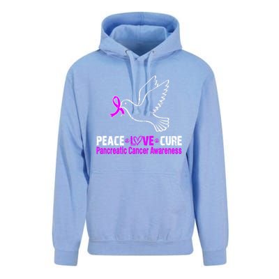 Peace Love Cure Pancreatic Cancer Awareness Gift Unisex Surf Hoodie