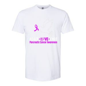 Peace Love Cure Pancreatic Cancer Awareness Gift Softstyle CVC T-Shirt