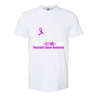 Peace Love Cure Pancreatic Cancer Awareness Gift Softstyle CVC T-Shirt