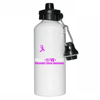 Peace Love Cure Pancreatic Cancer Awareness Gift Aluminum Water Bottle 