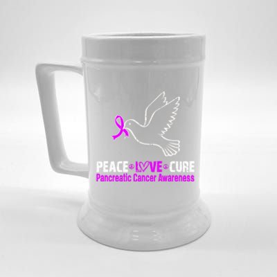 Peace Love Cure Pancreatic Cancer Awareness Gift Beer Stein