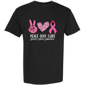 Peace Love Cure Breast Cancer Awareness Warrior Pink Ribbon Garment-Dyed Heavyweight T-Shirt