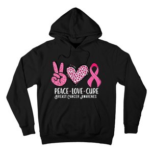 Peace Love Cure Breast Cancer Awareness Warrior Pink Ribbon Hoodie