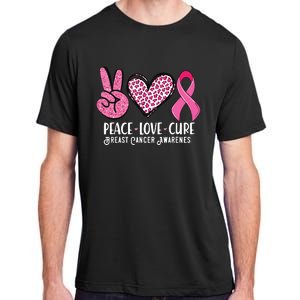 Peace Love Cure Breast Cancer Awareness Warrior Pink Ribbon Adult ChromaSoft Performance T-Shirt