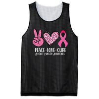 Peace Love Cure Breast Cancer Awareness Warrior Pink Ribbon Mesh Reversible Basketball Jersey Tank