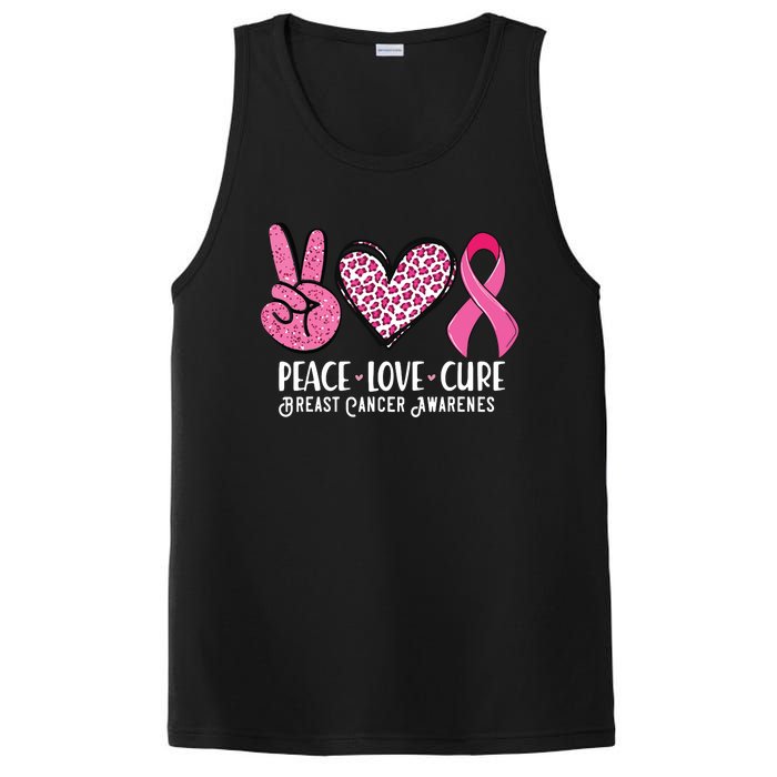 Peace Love Cure Breast Cancer Awareness Warrior Pink Ribbon PosiCharge Competitor Tank