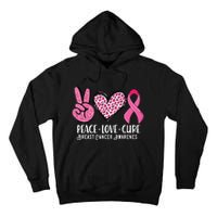 Peace Love Cure Breast Cancer Awareness Warrior Pink Ribbon Tall Hoodie