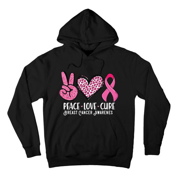 Peace Love Cure Breast Cancer Awareness Warrior Pink Ribbon Tall Hoodie