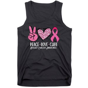 Peace Love Cure Breast Cancer Awareness Warrior Pink Ribbon Tank Top