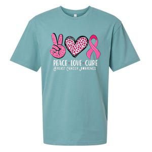 Peace Love Cure Breast Cancer Awareness Warrior Pink Ribbon Sueded Cloud Jersey T-Shirt