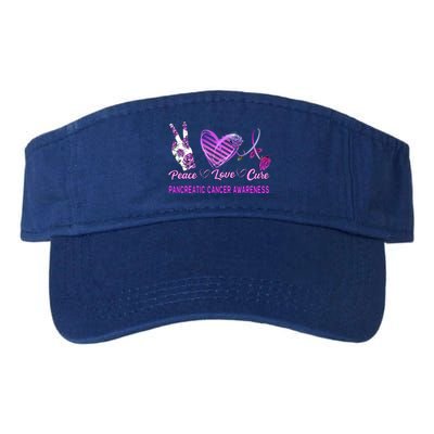 Peace Love Cure Pancreatic Cancer Awareness 'S Gift Valucap Bio-Washed Visor