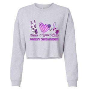 Peace Love Cure Pancreatic Cancer Awareness 'S Gift Cropped Pullover Crew