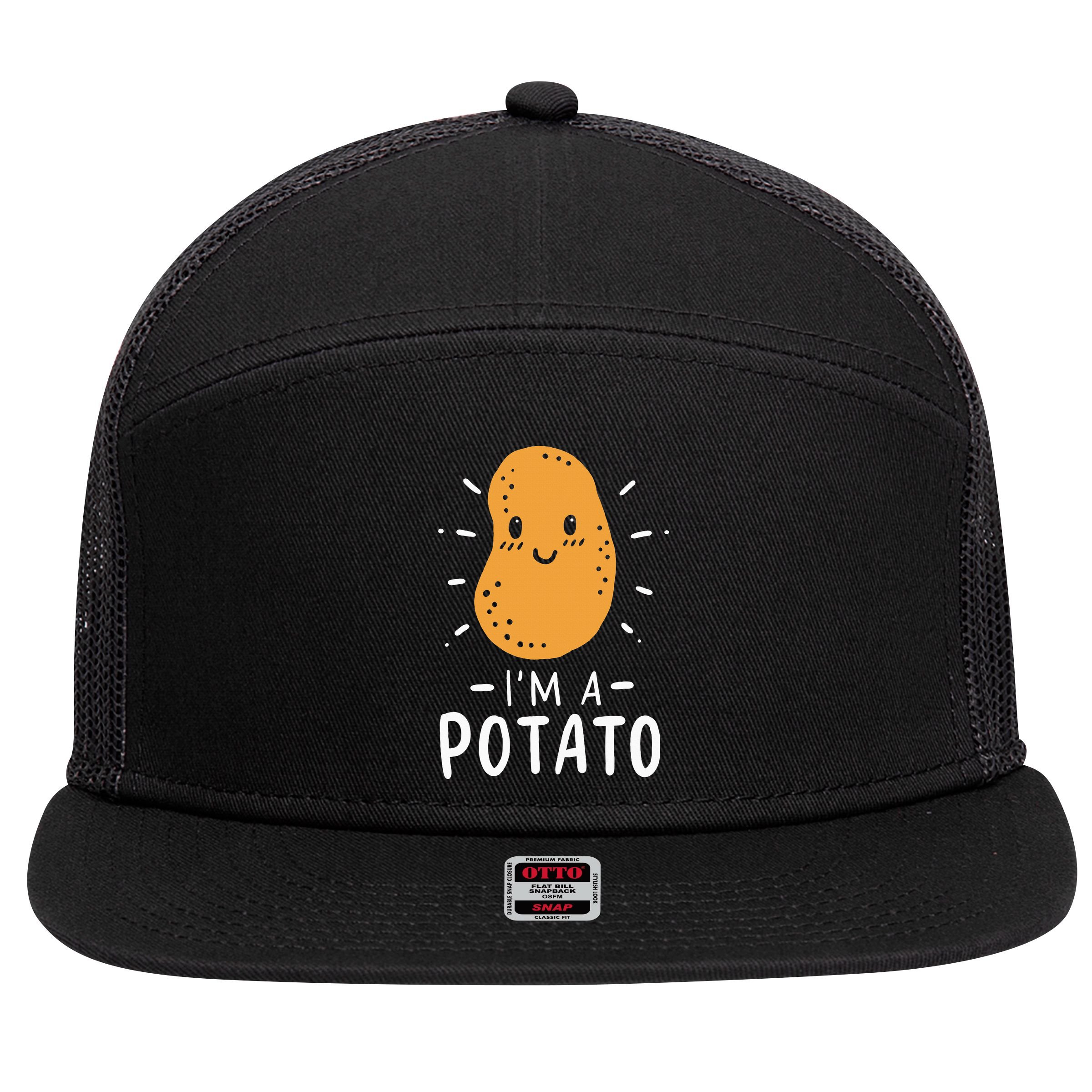 Potato Lazy Costume Halloween Vegan Kawaii 7 Panel Mesh Trucker Snapback Hat