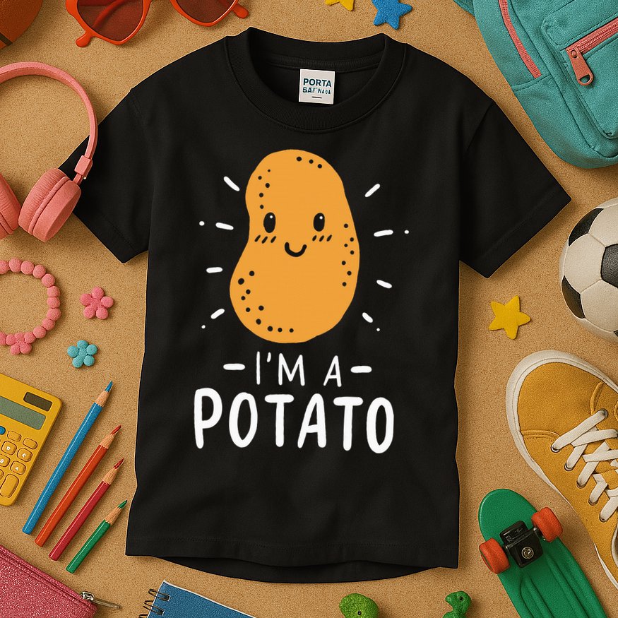 Potato Lazy Costume Halloween Vegan Kawaii Kids T-Shirt