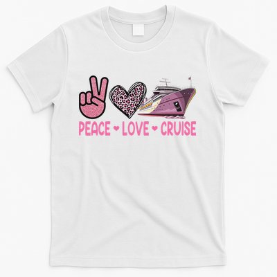 Peace Love Cruise Travel Leopard Heart Funny Gift For T-Shirt