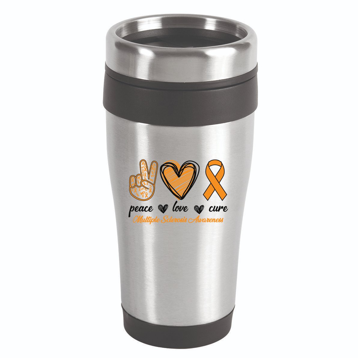 Peace Love Cure Multiple Sclerosis 16oz Travel Tumbler