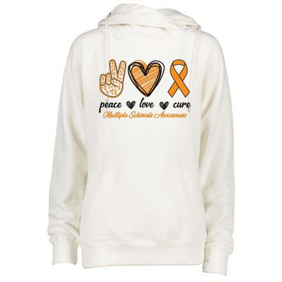 Peace Love Cure Multiple Sclerosis Womens Funnel Neck Pullover Hood