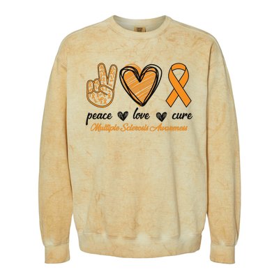 Peace Love Cure Multiple Sclerosis Colorblast Crewneck Sweatshirt