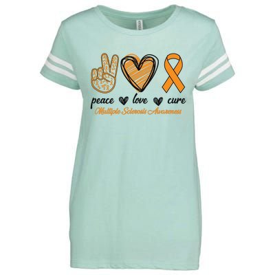 Peace Love Cure Multiple Sclerosis Enza Ladies Jersey Football T-Shirt