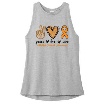 Peace Love Cure Multiple Sclerosis Ladies PosiCharge Tri-Blend Wicking Tank