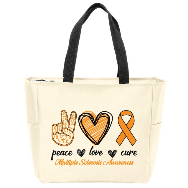 Peace Love Cure Multiple Sclerosis Zip Tote Bag